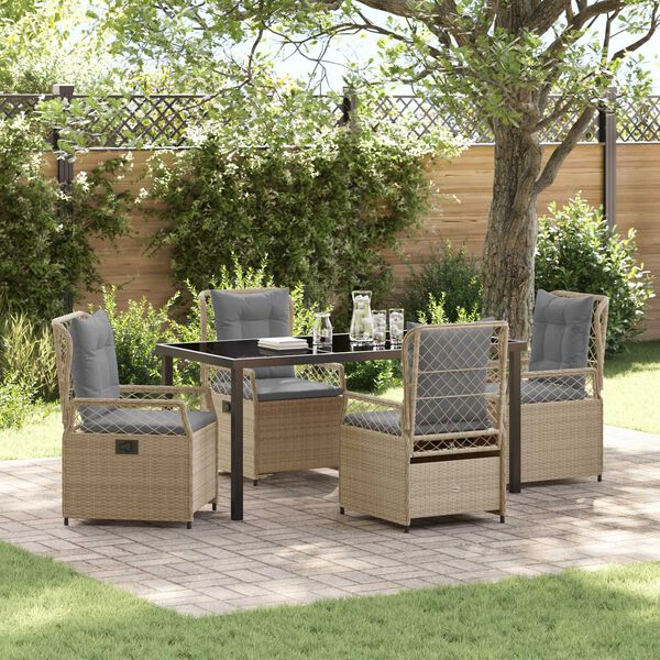 vidaXL Dārza ēdamgalds 5 pcs Bē&scaron;a un gai&scaron;i pelēka poliratāns