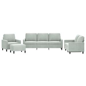 vidaXL četrdaļīgs dīvānu komplekts ar spilveniem, gai&scaron;i pelēks samts