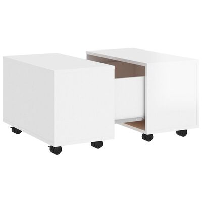 vidaXL kafijas galdiņš, spīdīgi balts, 60x60x38 cm, skaidu plāksne