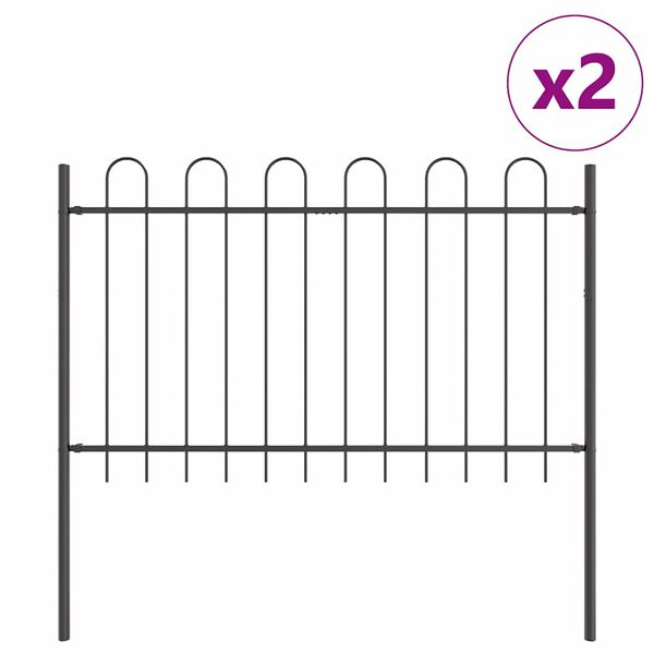 vidaXL Dārza žogs 2 pcs Pelēka 3,4 x 1,2 m Pulverkrāsots tērauds