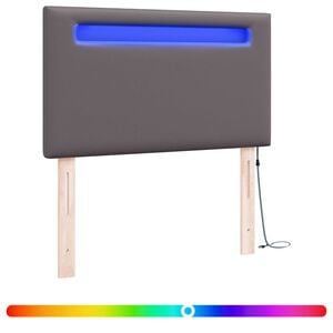 vidaXL LED gultas galva Pelēka 100 cm Mākslīgā āda