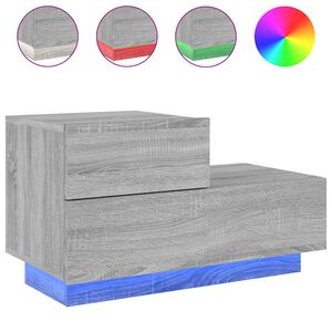 vidaXL naktsskapītis ar LED, pelēka ozolkoka krāsa, 70x36x40,5 cm