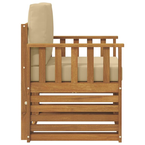 vidaXL Āra dīvānu komplekts Cieta akācijas koks un poliesters Dabiska