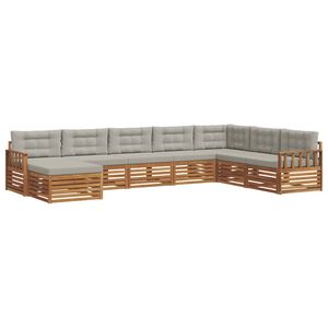 vidaXL Āra dīvānu komplekts ar spilvenu 8 pcs Dabīgs un gai&scaron;i pelēks