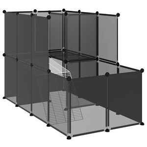 vidaXL mazu mājdzīvnieku sētiņa, melna, 142x74x93 cm, PP un tērauds