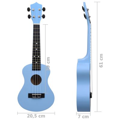 vidaXL soprāna bērnu ukulele ar somu, zilgana, 23"