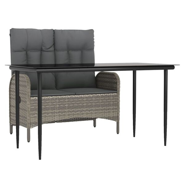 vidaXL 2-daļīgs dārza mēbeļu komplekts, matrači, pelēka PE rotangpalma