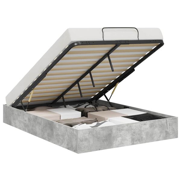 vidaXL Otomāna gultas rāmis ar uzglabā&scaron;anu Betona pelēks 135 x 190 cm