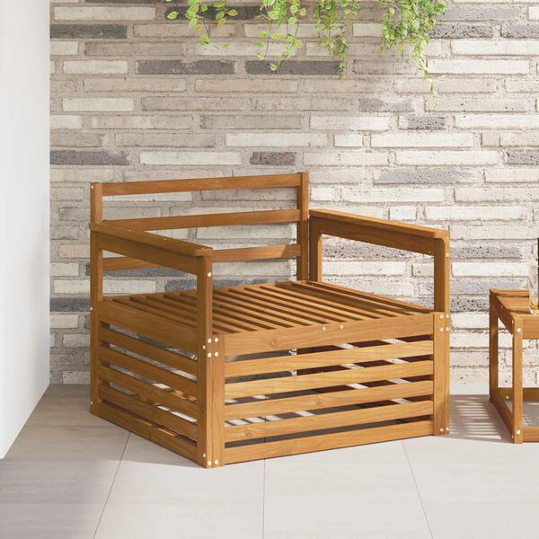 vidaXL 2 Gabals Dīvāns ar rokām Cietā akācijas koks Dabiska