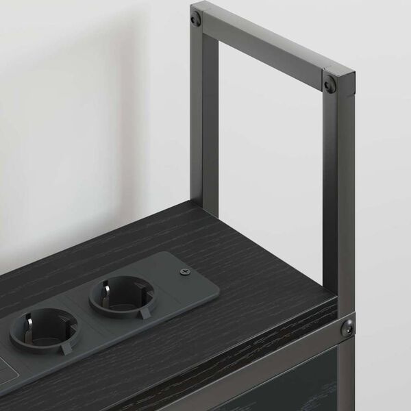 vidaXL Uzglabā&scaron;anas galvas balsts ar uzlādes staciju Melns ozols