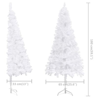 vidaXL izgaismota stūra Ziemassvētku egle, balta, 180 cm, PVC