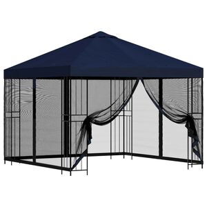 vidaXL Dārza paviljons ar sānu sienām 3 x 3 m Zila