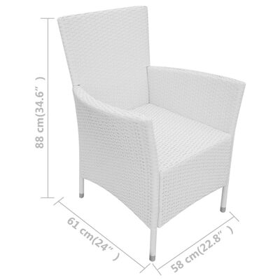 vidaXL dārza krēsli, 6 gab., ar matračiem, PE rotangpalma, krēmbalti