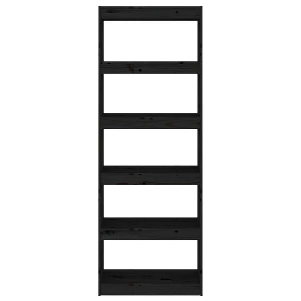 vidaXL grāmatu plaukts, melns, 60x30x167,5 cm, priedes masīvkoks