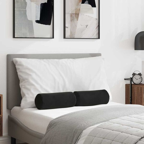 vidaXL Spilveni 2 pcs Melna Ø 15 x 40 cm Korduroja audums