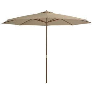 vidaXL dārza saulessargs ar koka kātu, 350 cm, pelēkbrūns