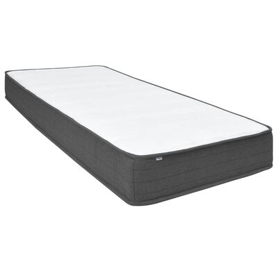 vidaXL gulta ar atsperu matraci, tumši pelēks audums, 200x200 cm