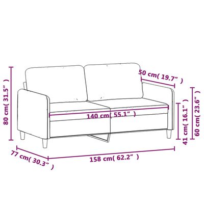 vidaXL divvietīgs dīvāns, tumši pelēks, 140 cm, samts