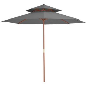 vidaXL saulessargs ar dubultu jumtu, antracītpelēks, 270 cm, koka kāts