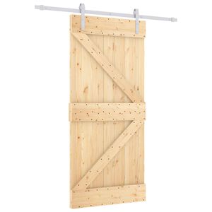 vidaXL Slīdo&scaron;ās durvis 90 x 210 cm Priedes masīvkoks Dabisks un balts