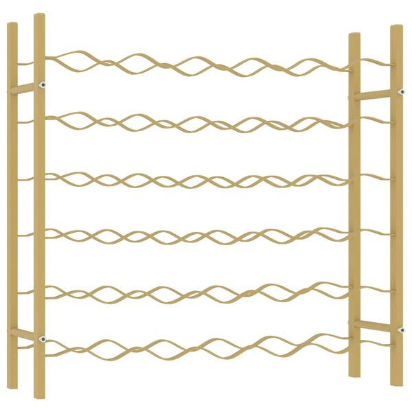 vidaXL vīna pudeļu plaukts, 36 pudelēm, zelta krāsas metāls