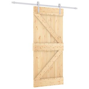 vidaXL Slīdo&scaron;ās durvis 90 x 210 cm Priedes masīvkoks Dabisks un balts