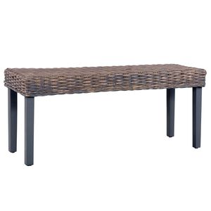 vidaXL sols, 110 cm, pelēks, dabīga Kubu rotangpalma, mahagonijs masīvkoks