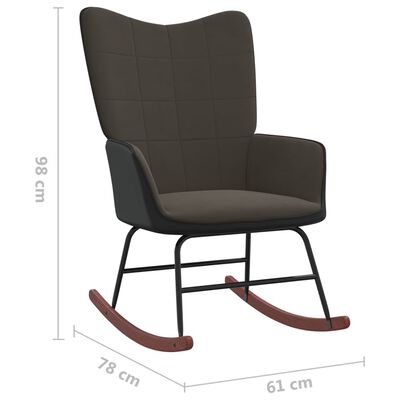 vidaXL šūpuļkrēsls, tumši pelēks, samts un PVC