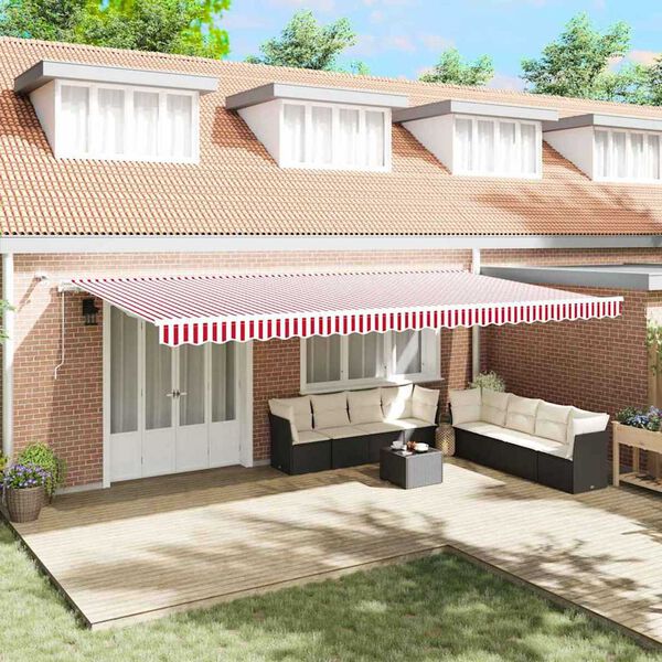 vidaXL Izvelkams jumtiņ&scaron; Sarkana un balta 600 &times; 300 cm