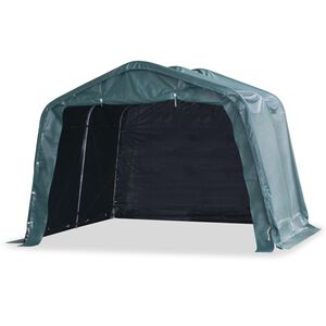 vidaXL mājlopu nojume, tum&scaron;i zaļa, PVC, 3,3x3,2 m, 550 g/m&sup2;, noņemama