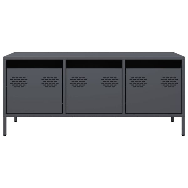 vidaXL TV skapītis, pelēks, 101,5x39x43,5 cm, auksti velmēts tērauds