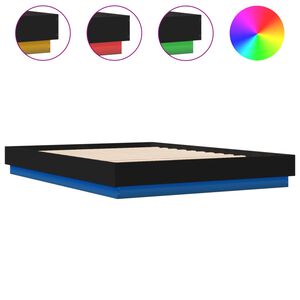 vidaXL gultas rāmis ar LED, melns, 150x200 cm
