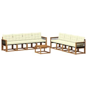 vidaXL Āra dīvānu komplekts ar spilvenu 9 pcs Dabisks un krējuma