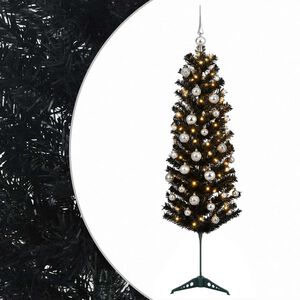vidaXL Mākslīgā slaida Ziemassvētku egle ar bumbiņām 150 cm 150 LED