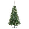 vidaXL izgaismota Ziemassvētku egle ar rotājumiem, zaļa, 150 cm