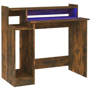vidaXL rakstāmgalds, LED, ozola krāsa, 97x45x90 cm, inženierijas koks