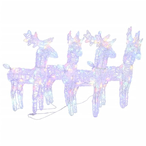vidaXL Ziemassvētku ziemeļbrieži, 4 gab., 160 krāsainas LED, akrils