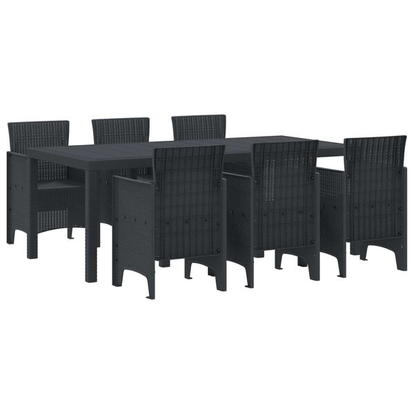 vidaXL Dārza ēdamgalds 7 pcs Antracīts Polt rattan