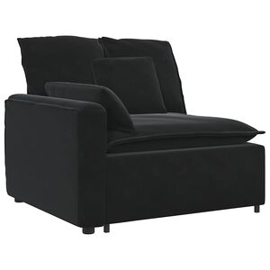 vidaXL modulārs dīvāna roku balstu gala modulis ar spilveniem, melns, 100 cm