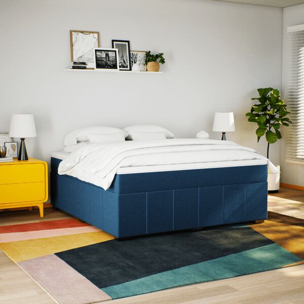 vidaXL atsperu gulta ar matraci, zils, 180x200 cm, audums