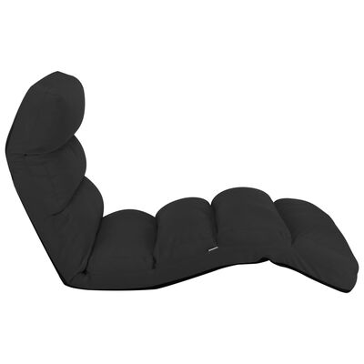 vidaXL salokāms grīdas krēsls, melna mākslīgā āda