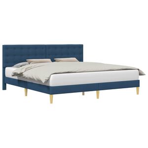 vidaXL Gultas rāmis ar galvas klāju Zila 180 x 200 cm Audums