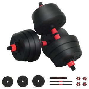vidaXL 2-in-1 hanteles un stiene komplekts 20 kg Melns un sarkans