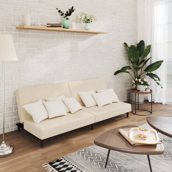 vidaXL 2-vietīga dīvāngulta, krēmkrāsas samts