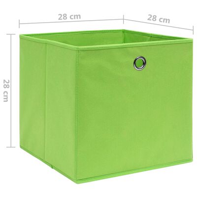 vidaXL uzglabāšanas kastes, 10 gab., 28x28x28 cm, zaļš neausts audums