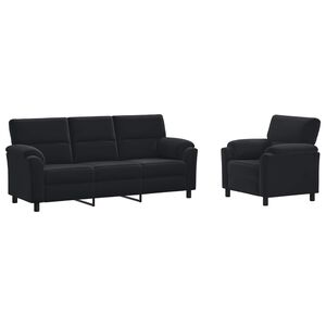 vidaXL Dīvānu komplekts 2 pcs Melns Samts