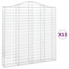 vidaXL arkveida gabiona grozi, 13gb., 200x30x200/220cm, cinkota dzelzs