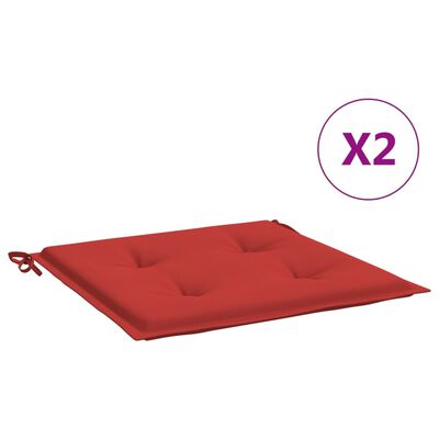 vidaXL dārza krēslu spilveni, 2 gab., sarkani, 50x50x3 cm, audums