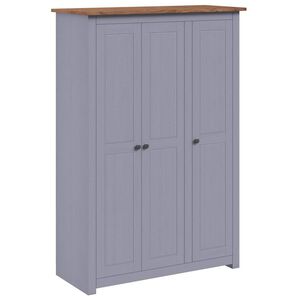 vidaXL skapis, 3 durvis, pelēks, 118x50x171,5 cm, priedes koks