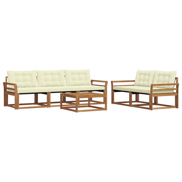 vidaXL Āra dīvānu komplekts ar spilvenu 6 pcs Dabisks un krējuma